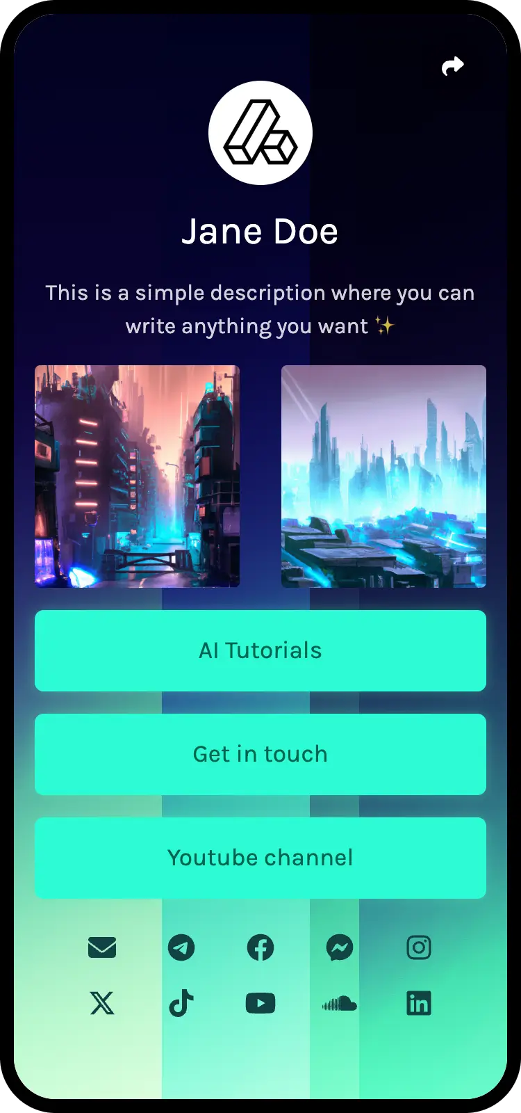 Screenshot delle pagine biolink di esempio